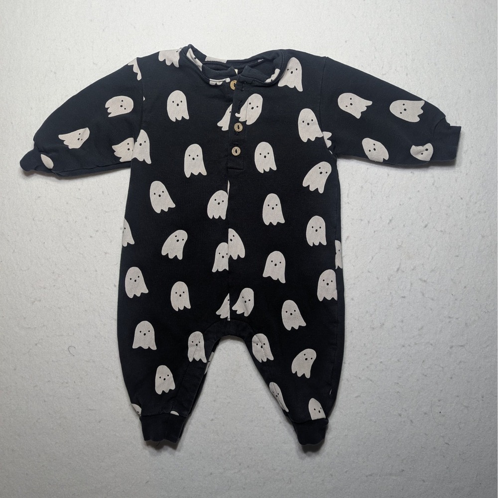 Quincy Mae Organic Cotton Ghost Print Baby Romper | Halloween | Unisex